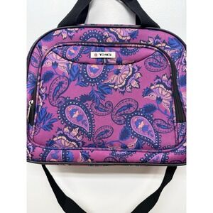 TAG LUGGAGE Laptop Travel Tote ‎ Purple Paisley Zipper Bag Shoulder Strap #39